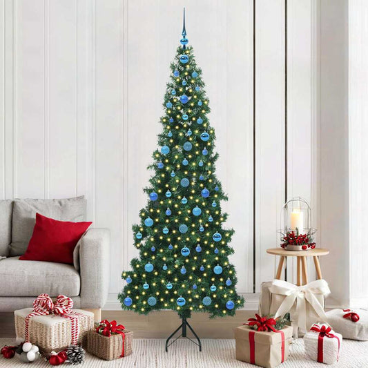 Hoek Kunstkerstboom met 300 LED Groen 210 cm PVC en Metaal