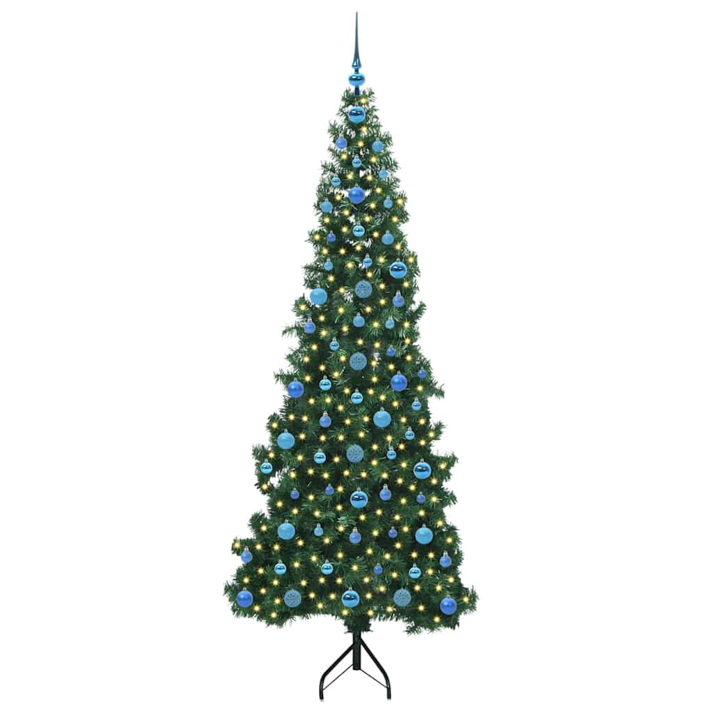 Hoek Kunstkerstboom met 300 LED Groen 210 cm PVC en Metaal