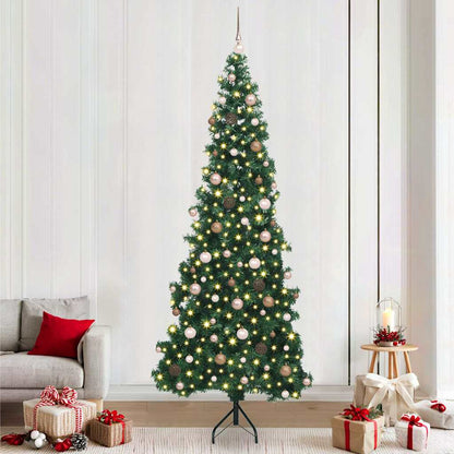 Hoek Kunstkerstboom met 300 LED Groen 240 cm PVC en Metaal