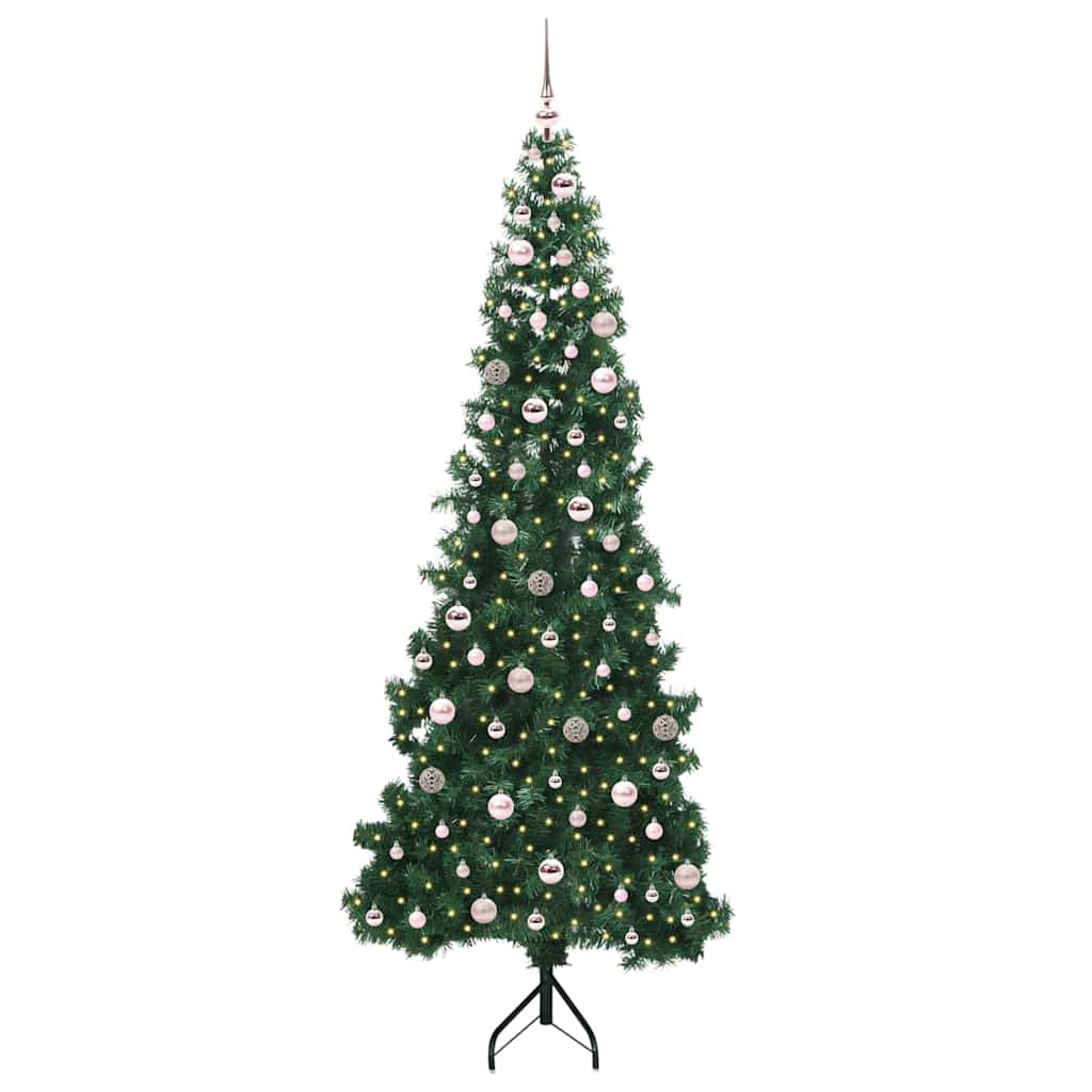 Hoek Kunstkerstboom met 300 LED Groen 240 cm PVC en Metaal