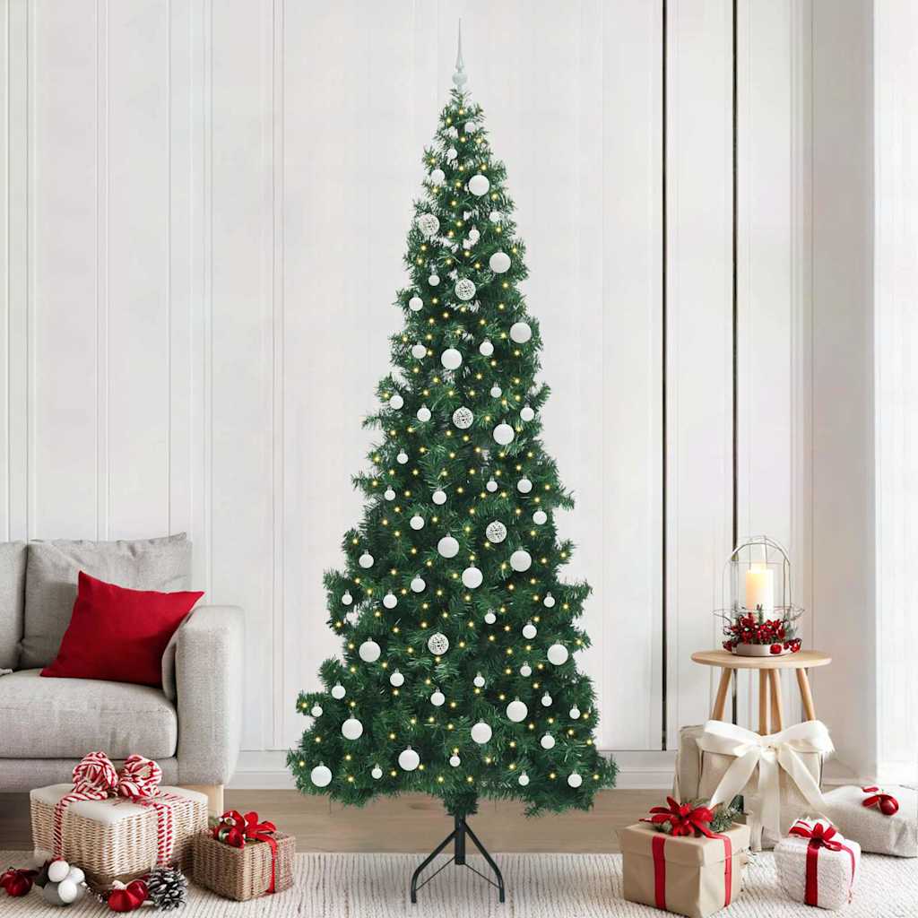 Hoek Kunstkerstboom met 300 LED Groen 240 cm PVC en Metaal