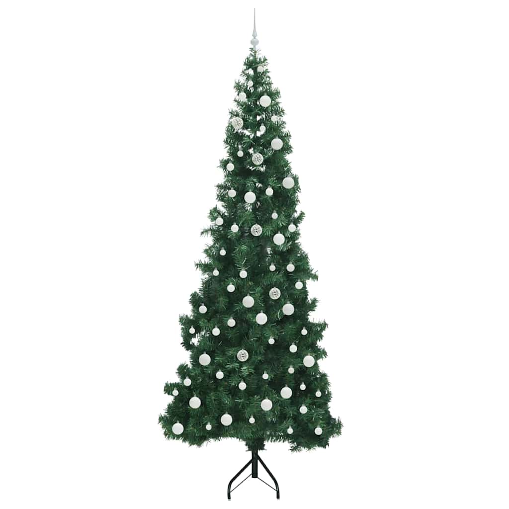 Hoek Kunstkerstboom met 300 LED Groen 240 cm PVC en Metaal