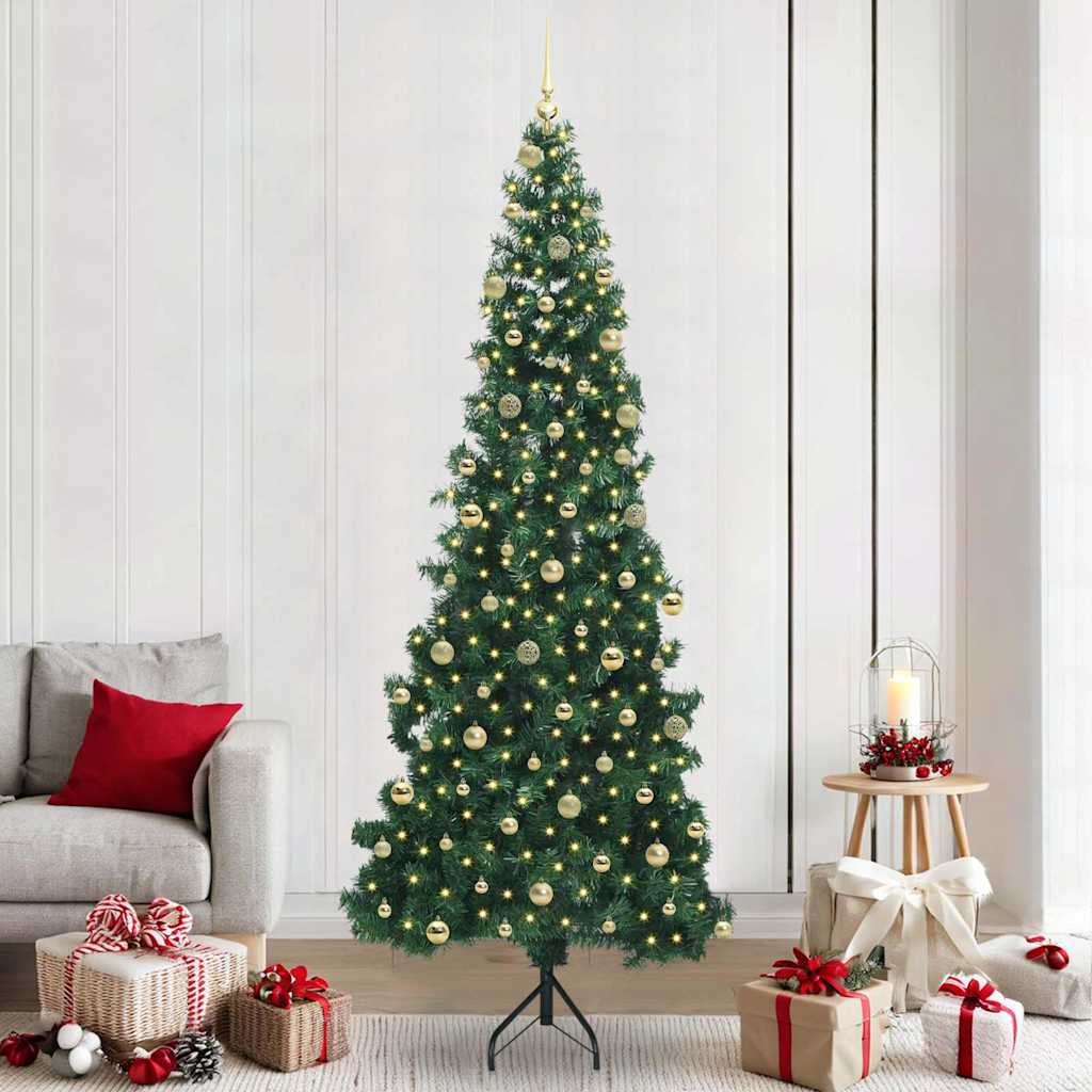 Hoek Kunstkerstboom met 300 LED Groen 240 cm PVC en Metaal