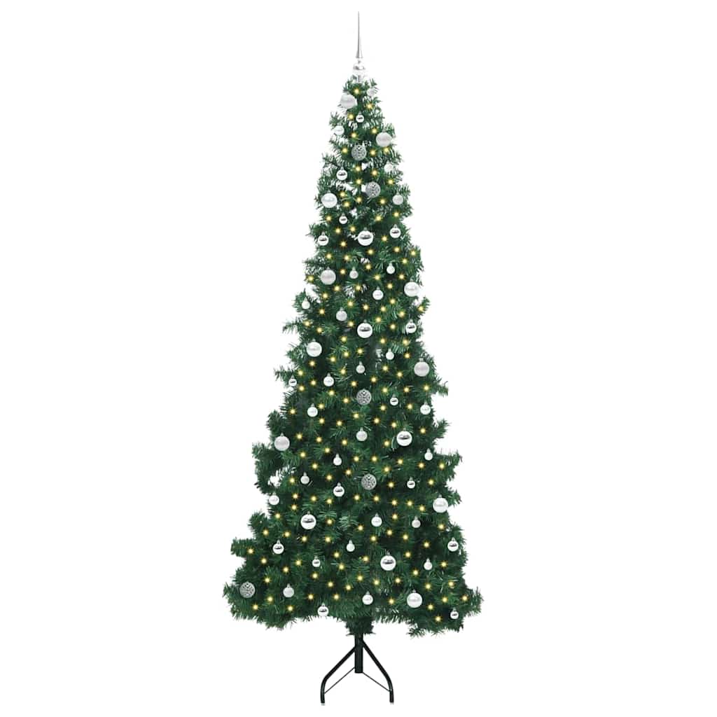 Hoek Kunstkerstboom met 300 LED Groen 240 cm PVC en Metaal