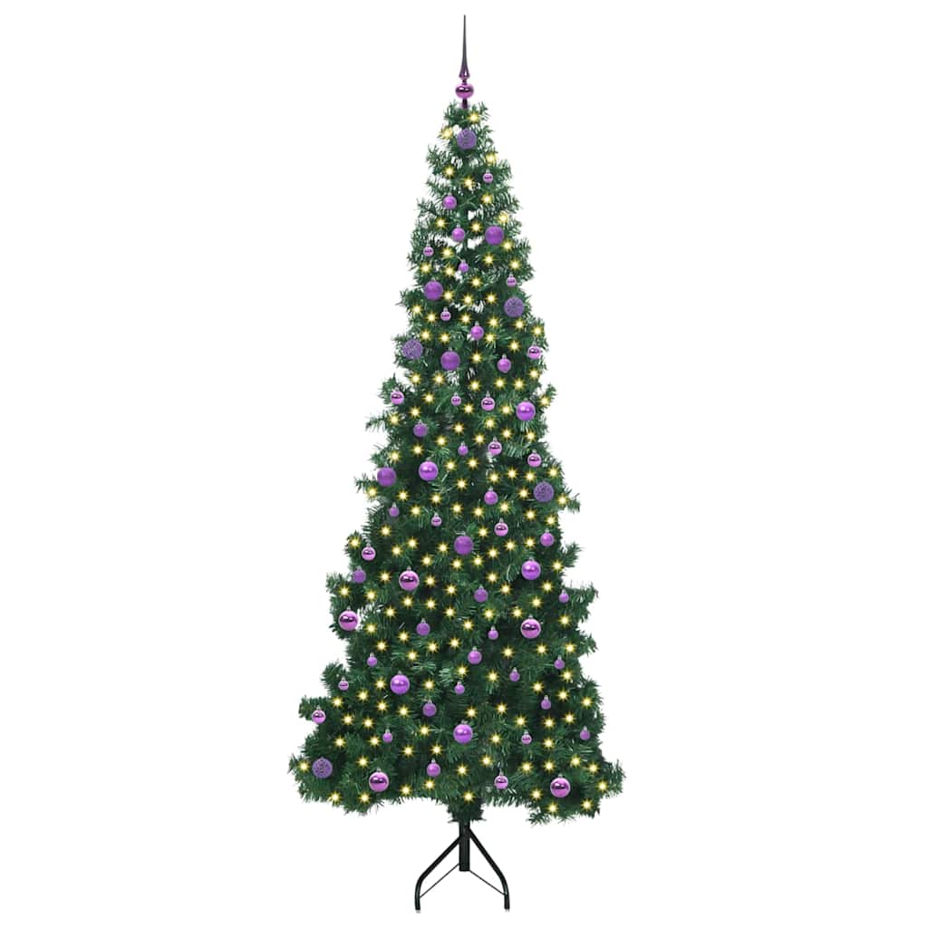 Hoek Kunstkerstboom met 300 LED Groen 240 cm PVC en Metaal