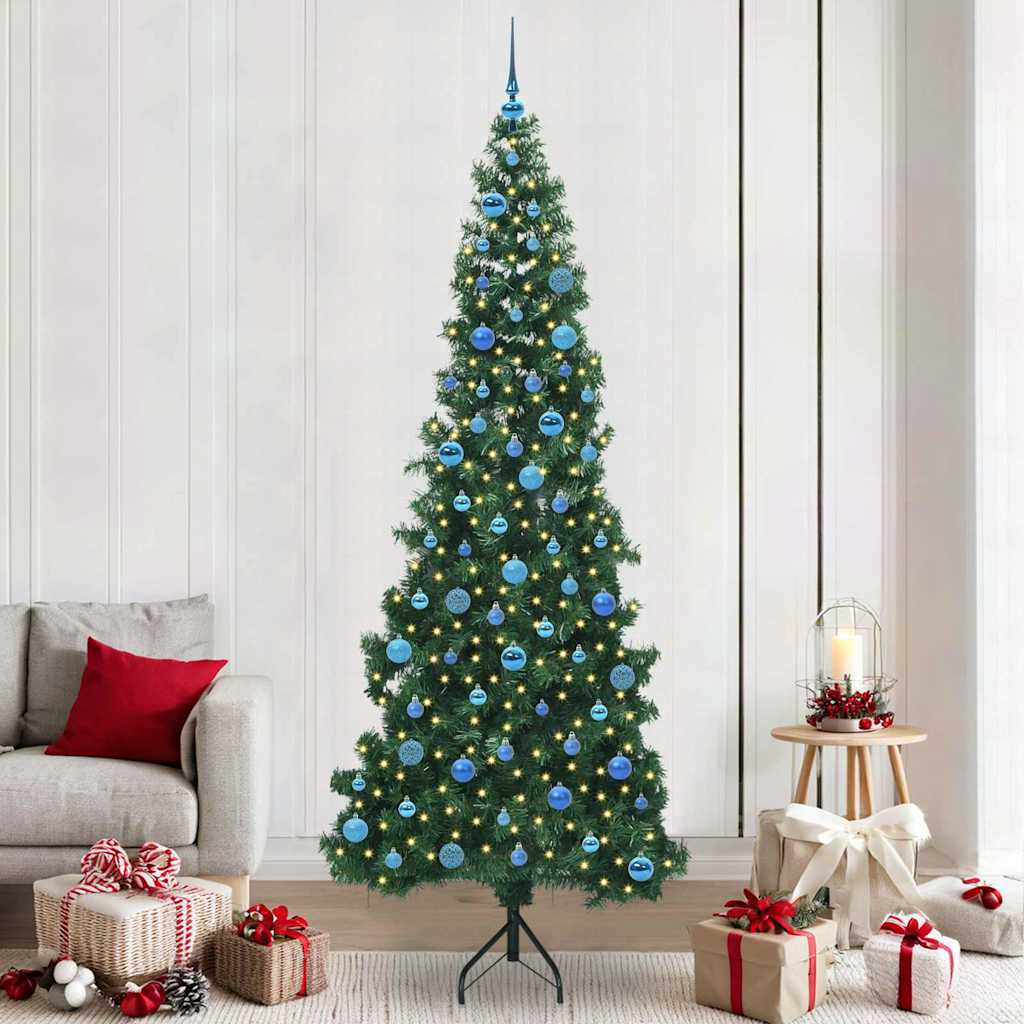 Hoek Kunstkerstboom met 300 LED Groen 240 cm PVC en Metaal