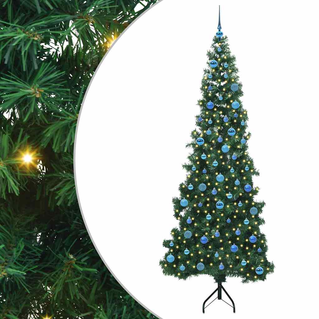 Hoek Kunstkerstboom met 300 LED Groen 240 cm PVC en Metaal