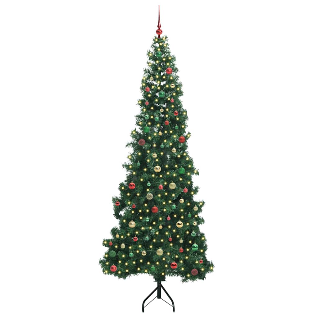 Hoek Kunstkerstboom met 300 LED Groen 240 cm PVC en Metaal