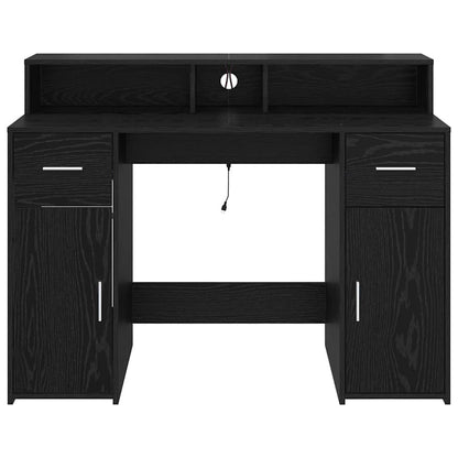 Bureau met lade Zwart eiken 120 x 55 x 91 cm Bewerkt hout