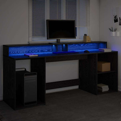 Bureau met lade Zwart eiken 200 x 55 x 91 cm Bewerkt hout