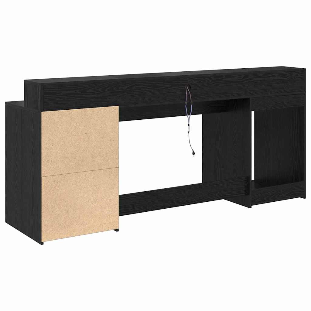 Bureau met lade Zwart eiken 200 x 55 x 91 cm Bewerkt hout