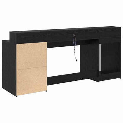 Bureau met lade Zwart eiken 200 x 55 x 91 cm Bewerkt hout