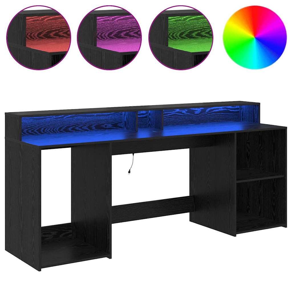 Bureau met lade Zwart eiken 200 x 55 x 91 cm Bewerkt hout