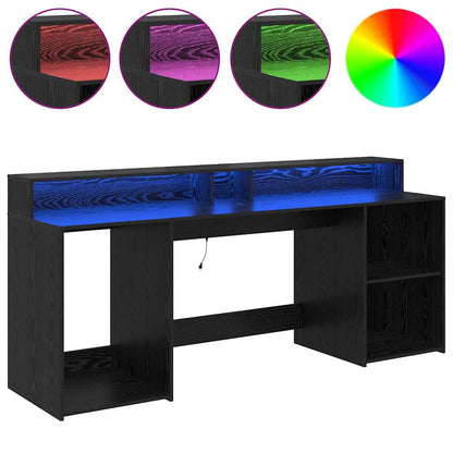 Bureau met lade Zwart eiken 200 x 55 x 91 cm Bewerkt hout