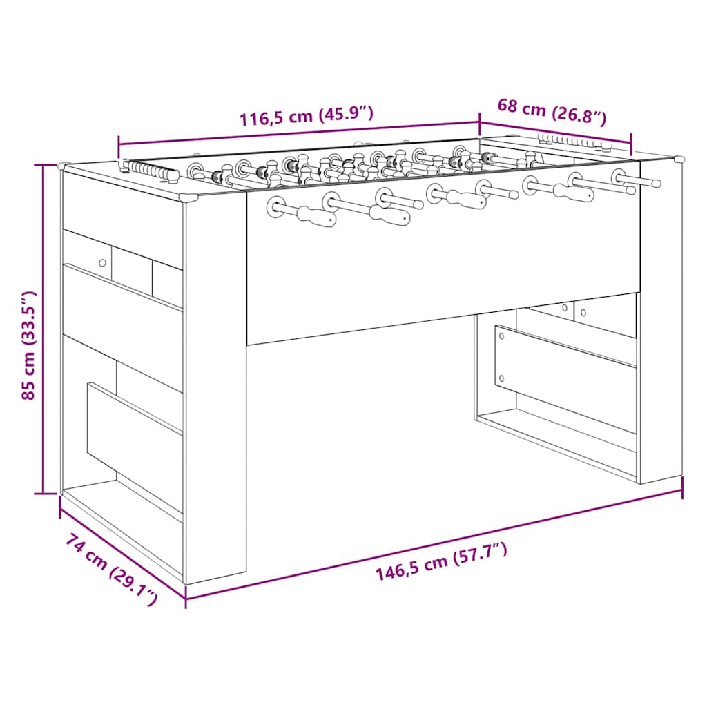 Honkbaltafel Artisan Eik 146,5 x 74 x 85 cm Bewerkt hout