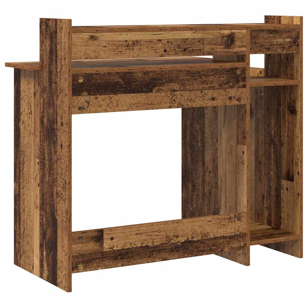 Bureau met plank Oudhout 97 x 45 x 90 cm Bewerkt hout