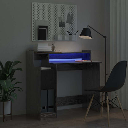 Bureau met plank Zwart Eiken 97 x 45 x 90 cm Bewerkt hout