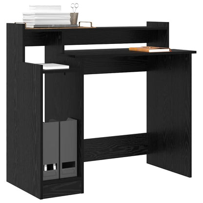 Bureau met plank Zwart Eiken 97 x 45 x 90 cm Bewerkt hout