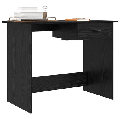 Bureau met lade Zwart Eiken 100 x 50 x 76 cm Bewerkt hout