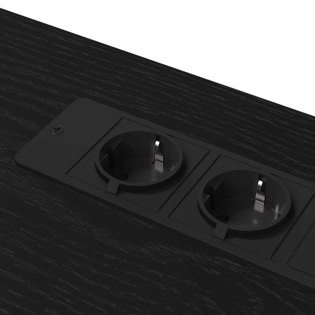 Bureau met plank Zwart Eiken 100 x 50 x 86,5 cm Bewerkt hout