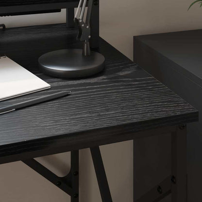 Bureau met plank Zwart Eiken 100 x 50 x 86,5 cm Bewerkt hout