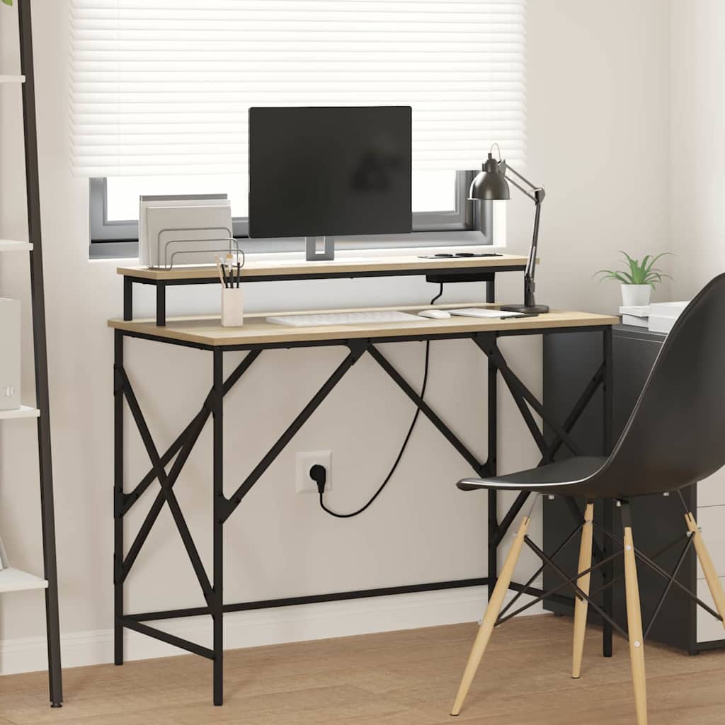 Bureau met plank Sonoma Eiken 100 x 50 x 86,5 cm Bewerkt hout