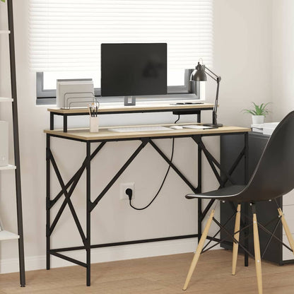 Bureau met plank Sonoma Eiken 100 x 50 x 86,5 cm Bewerkt hout