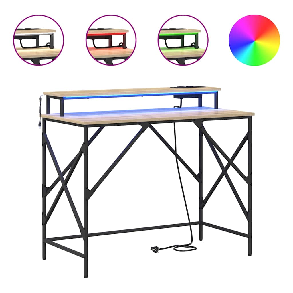 Bureau met plank Sonoma Eiken 100 x 50 x 86,5 cm Bewerkt hout