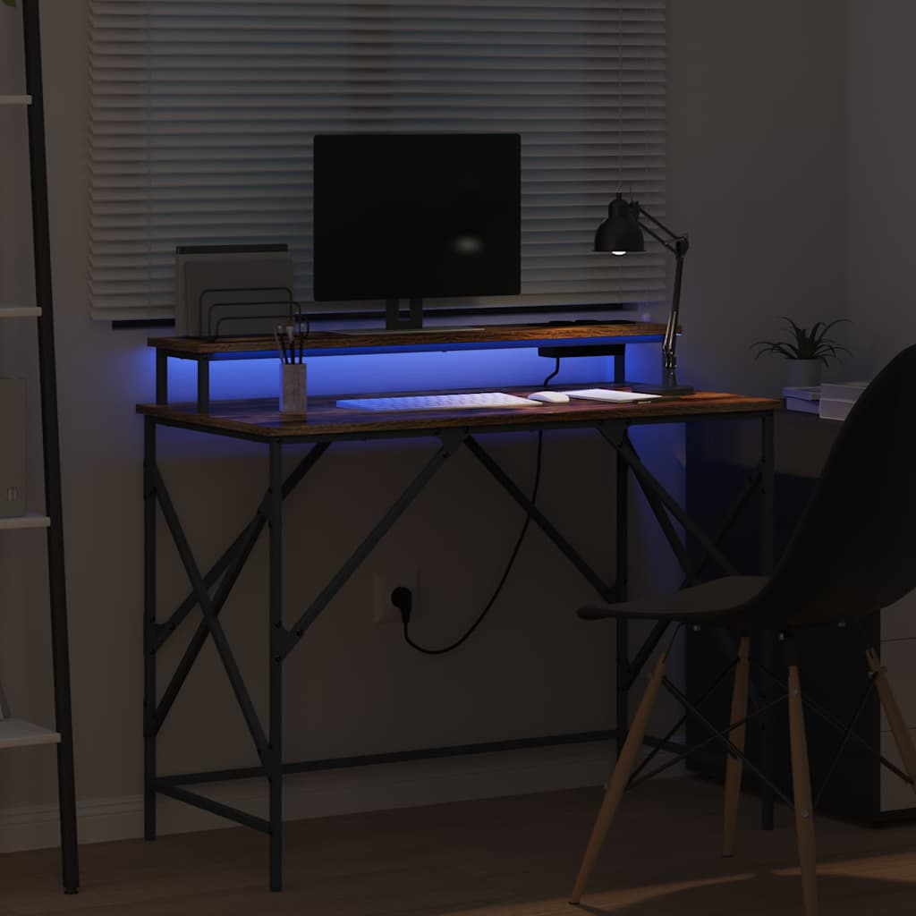 Bureau met plank Gerookt eiken 100 x 50 x 86,5 cm Bewerkt hout