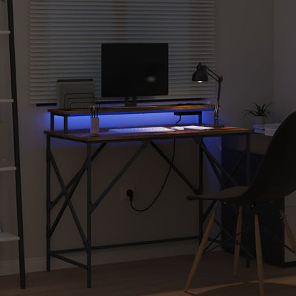 Bureau met plank Gerookt eiken 100 x 50 x 86,5 cm Bewerkt hout