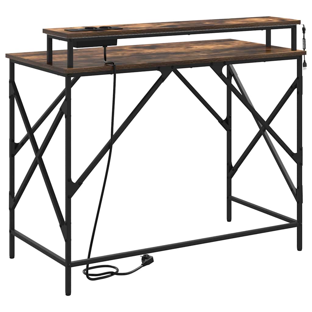 Bureau met plank Gerookt eiken 100 x 50 x 86,5 cm Bewerkt hout