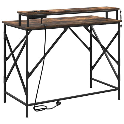 Bureau met plank Gerookt eiken 100 x 50 x 86,5 cm Bewerkt hout