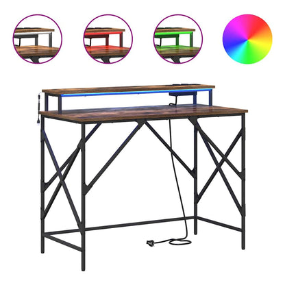 Bureau met plank Gerookt eiken 100 x 50 x 86,5 cm Bewerkt hout