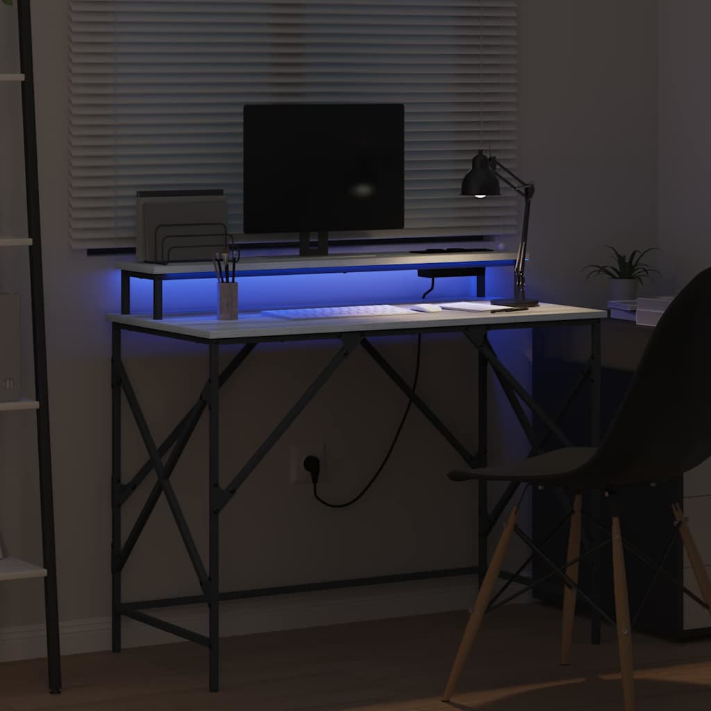 Bureau met plank Grijs Sonoma 100 x 50 x 86,5 cm Bewerkt hout