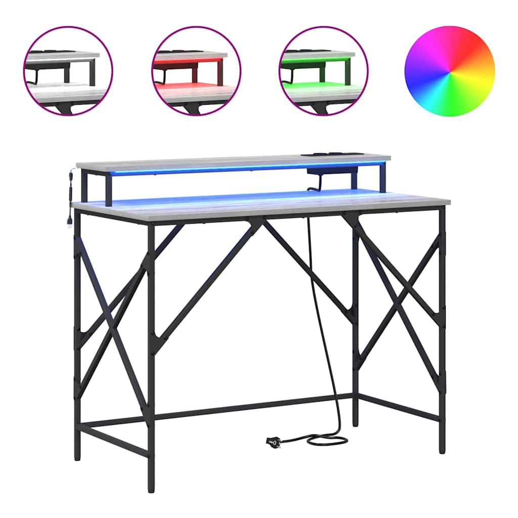 Bureau met plank Grijs Sonoma 100 x 50 x 86,5 cm Bewerkt hout