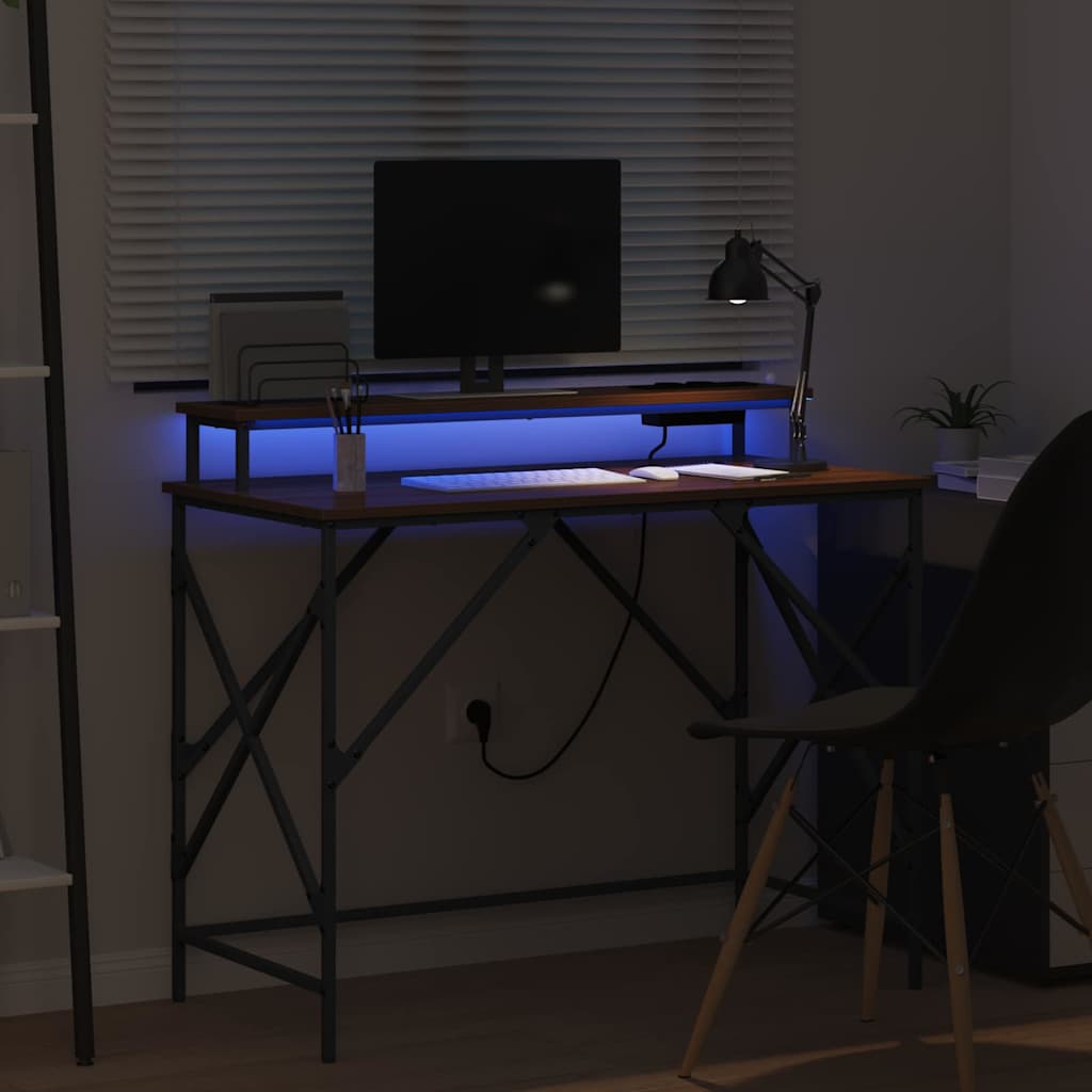 Bureau met plank Bruin Eiken 100 x 50 x 86,5 cm Bewerkt hout