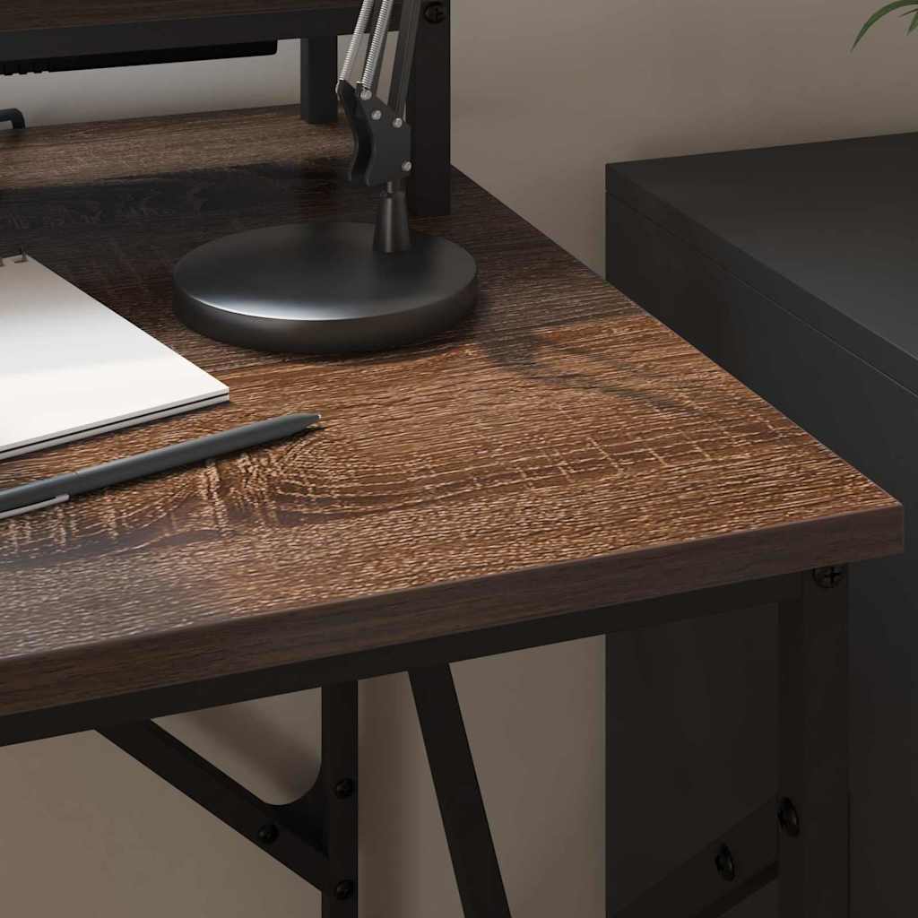 Bureau met plank Bruin Eiken 100 x 50 x 86,5 cm Bewerkt hout