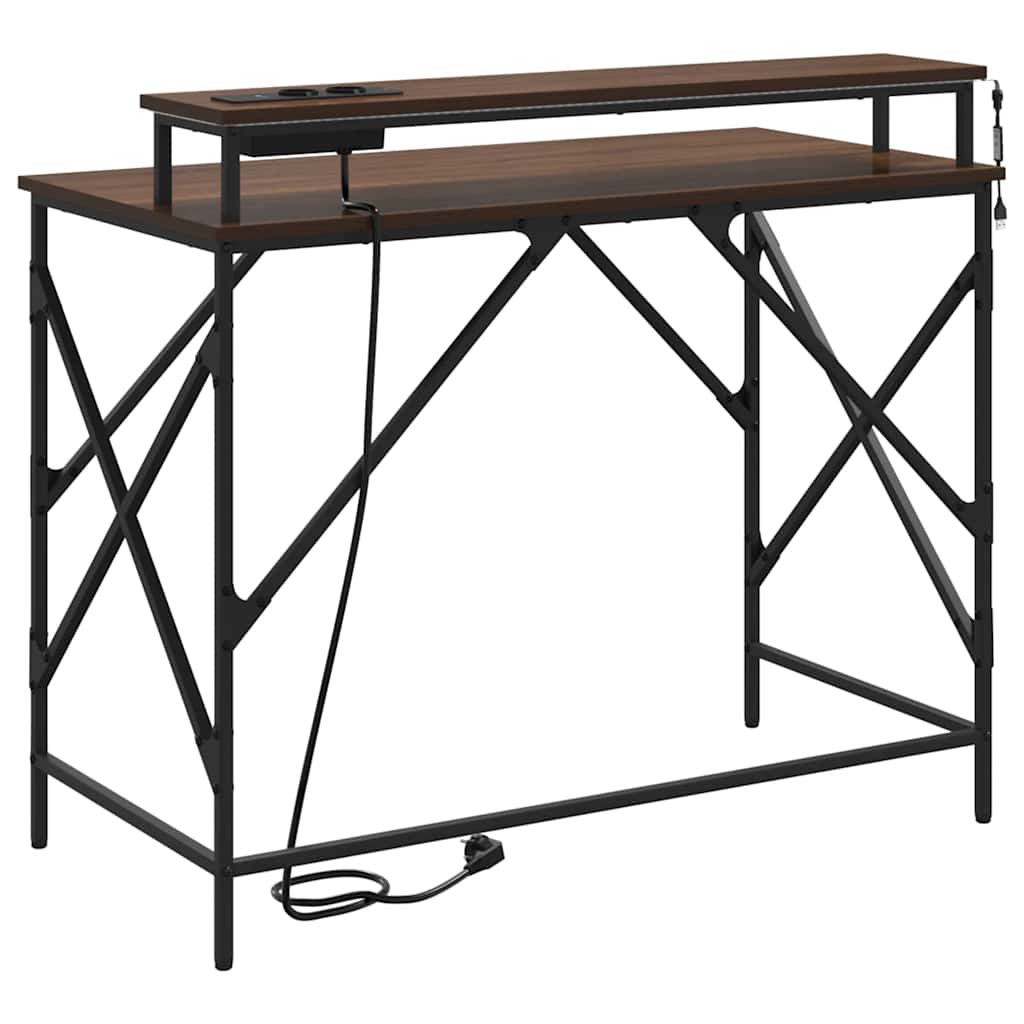 Bureau met plank Bruin Eiken 100 x 50 x 86,5 cm Bewerkt hout