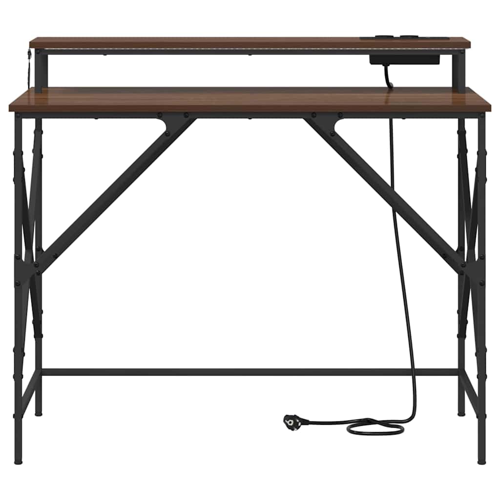 Bureau met plank Bruin Eiken 100 x 50 x 86,5 cm Bewerkt hout