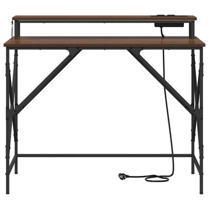 Bureau met plank Bruin Eiken 100 x 50 x 86,5 cm Bewerkt hout