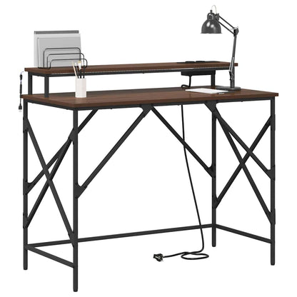 Bureau met plank Bruin Eiken 100 x 50 x 86,5 cm Bewerkt hout