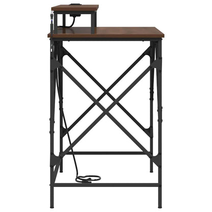 Bureau met plank Bruin Eiken 100 x 50 x 86,5 cm Bewerkt hout