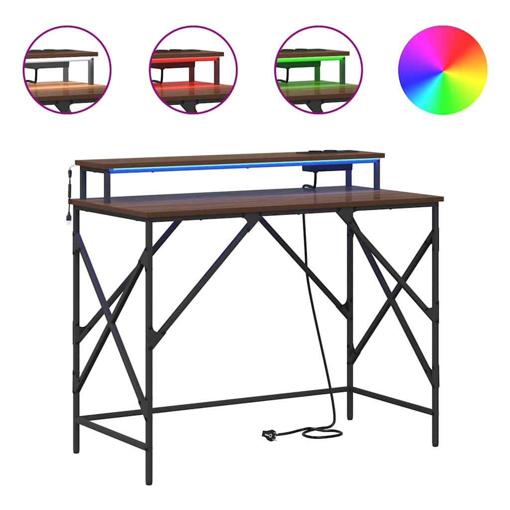 Bureau met plank Bruin Eiken 100 x 50 x 86,5 cm Bewerkt hout
