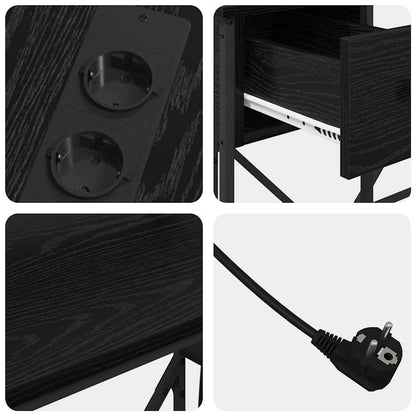 Bureau met lade Zwart Eiken 120 x 79 x 86,5 cm Bewerkt hout