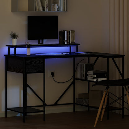 Bureau met lade Zwart Eiken 120 x 79 x 86,5 cm Bewerkt hout