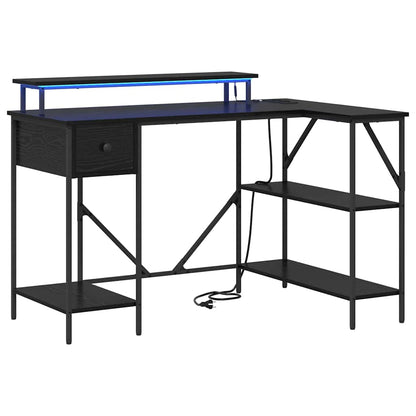 Bureau met lade Zwart Eiken 120 x 79 x 86,5 cm Bewerkt hout