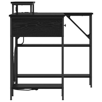 Bureau met lade Zwart Eiken 120 x 79 x 86,5 cm Bewerkt hout