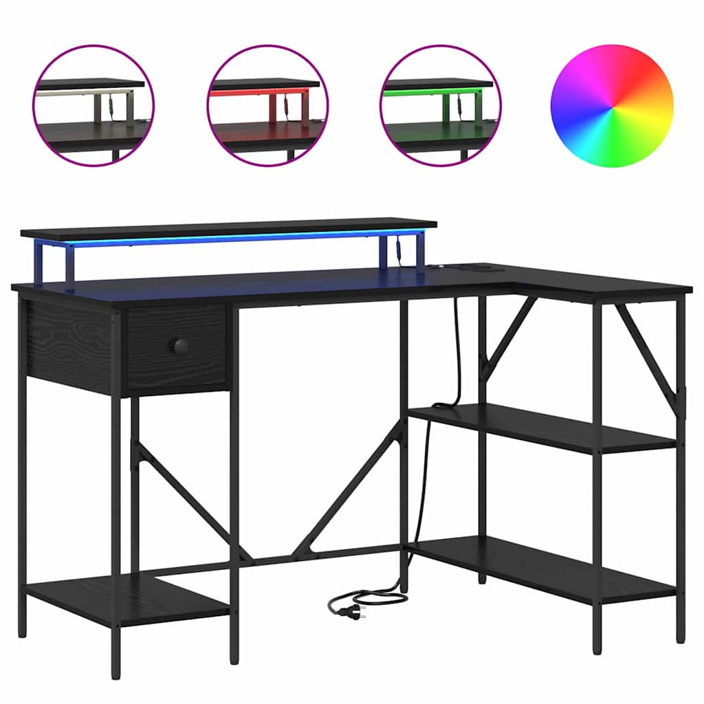 Bureau met lade Zwart Eiken 120 x 79 x 86,5 cm Bewerkt hout