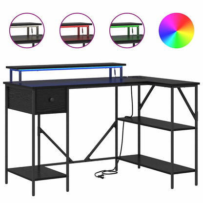 Bureau met lade Zwart Eiken 120 x 79 x 86,5 cm Bewerkt hout