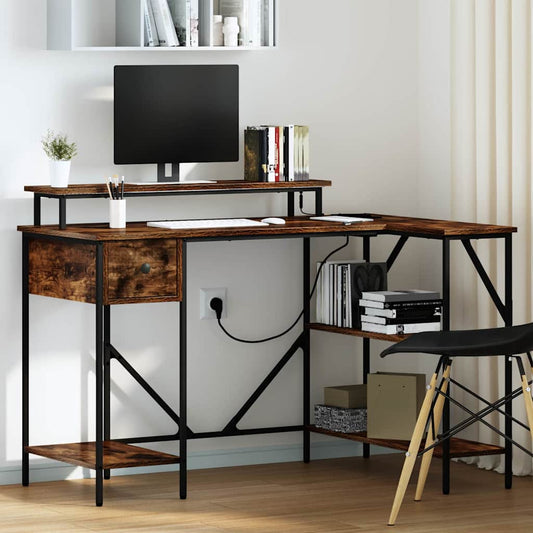 Bureau met lade Gerookt eiken 120 x 79 x 86,5 cm Bewerkt hout